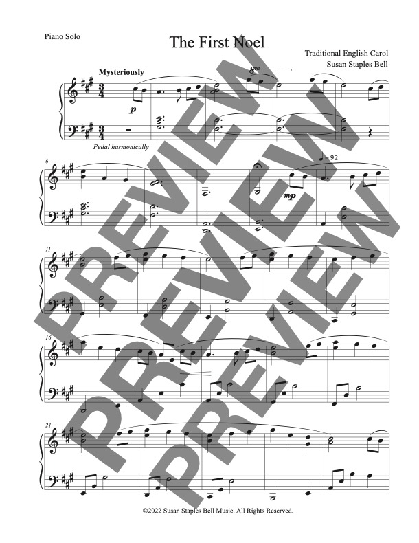 The First Noel, Intermediate Solo