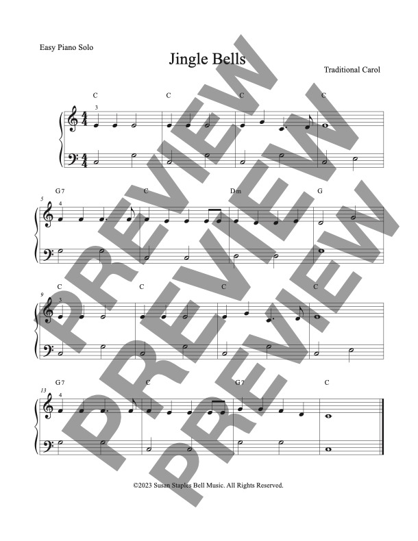 Jingle Bells, Solo with Chord Symbols