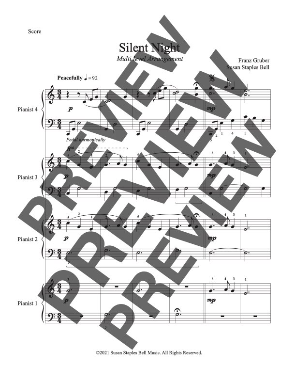 Silent Night, Multi Level Piano Ensemble