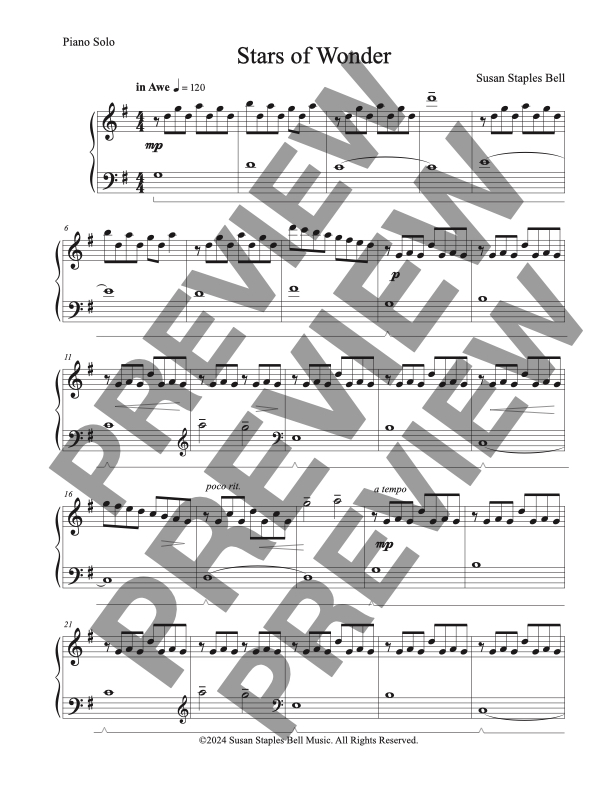 Stars of Wonder, Piano Solo