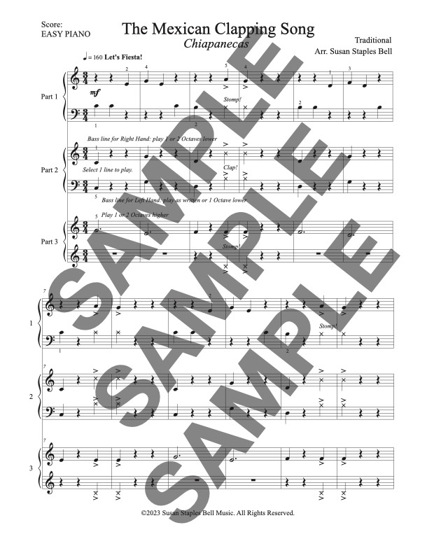 The Mexican Clapping Song for Flexible Piano Trio - Image 3